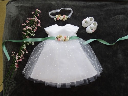Taufkleid stirnband schuhe - ,