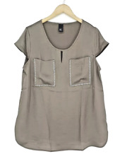 B.C. Damen BLUSE Longbluse Satin Größe 44 taupe Abendmode NEU B37