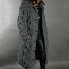 Damen Lange Strickjacke Mantel