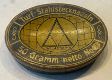 Alte Blechdose Turf Stahlstecknadeln Leer Sammlerstück Deko Schutzmarke 8x6cm