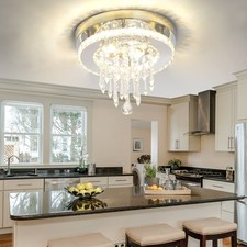 LED Deckenleuchte Kristall Dimmbar Deckenlampe Kristallleuchter Fernbedienung DE