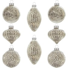Weihnachtskugeln, Christbaumkugeln, Weihnachtsbaum, Glas, Silber, 8 Stück