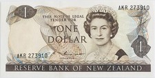 Queen Elizabeth II Pre-Coin Neuseeland 1 alte Kiwi Dollar Banknote 1985 A-UNC