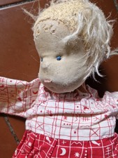 Alte Handgenähte Stoffpuppe Mit Original Kleidung ca.1940/60