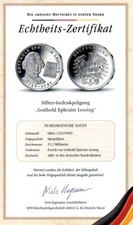 Die grössten Deutschen in echtem Silber - Gotthold Ephraim Lessing - Zertifikat