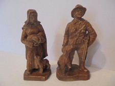 2 x VINTAGE SIC HANDGESCHNITZTE HOLZFIGUREN - MANN UND FRAU - MADE IN FRANCE