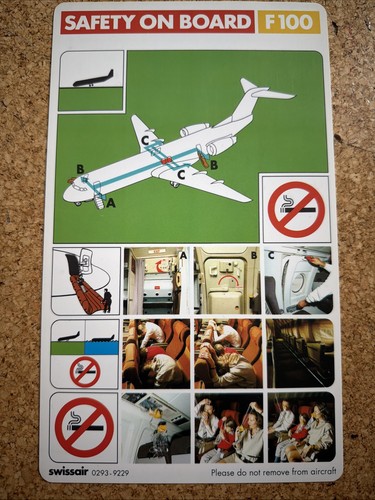 Swissair f100 safety card - f100,