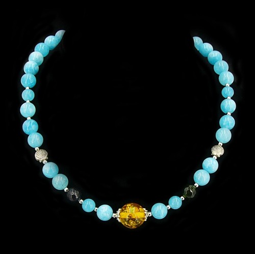 Larimar saphir kette mit - larimar,