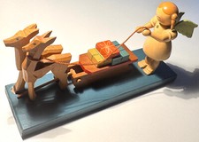 seltener alter Richard Glässer Engel Rehkitze Geschenkeschlitten Weihnachten