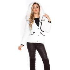 Warm gefütterte Damen Winterjacke mit Kapuze Weiß #J908