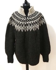 Damen Island Norweger Strickjacke Grösse XL Schurwolle Handarbeit S033
