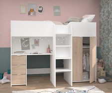 Hochbett Etagenbett Kleiderschrank Schreibtisch Kinderbett Stauraum Tom 90 x 200