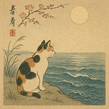 Katze Am Ufer Japanisches