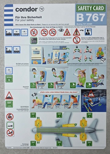 Safety card condor b767 300 - safety, b767-300