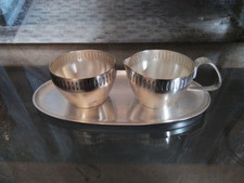 WMF Set Milch + Zucker + Tablett Set Bienenkorbmarke Versilbert * 1935 bis 1945