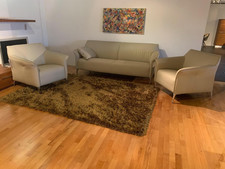 Leolux Garnitur Mayon Leder Senso 4400 Off White 1 Sofa 2 Sessel