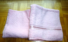 2 Frottee-Handtücher rosa, 70 ziger Jahre, Tukan