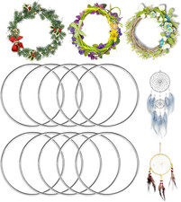 Metallringe Basteln Set Silber 20cm 10 Stück Blumenreifen Wandbehänge Traumfänge