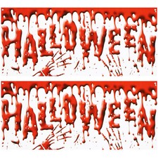2x Halloween Tür-Deko Set - Horror Party Banner - Dekoration zum Schmücken