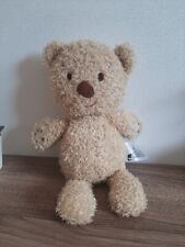 Teddybär gelb braun 29 cm groß wuscheliges Fell Kuscheltier Stoff mit Rassel 