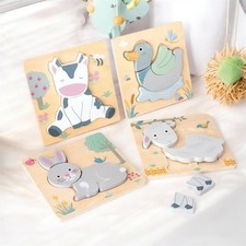 4er Set Holz Steckpuzzle Tiere
