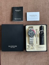 Armbanduhr - Uhr - Madison New Work inkl. Wechselarmband und Manschettenknöpfen 