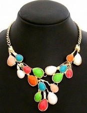 XXL Statement Blogger Collier Halskette Lang Kette MEHRFARBIG/MULTICOLOR 