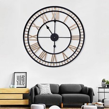 Ø80 cm Große Wanduhr Römische Zahlen Wanduhr Wohnzimmer rund Uhr Vintage-Stil DE