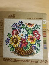 Stickbild Blumenkorb