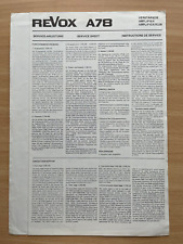 Original REVOX A78 Service Sheet Anleitung (from Collection) - TOP!