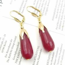 BAILYSBEADS edle Rubin-Ohrringe Ohrhänger Klappbrisuren Tropfenform behandelt G9