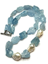 Kette aquamarin rohstein - aquamarin, mit