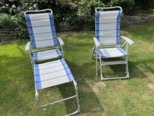 2 x Dukdalf Paso Doble  Campingklappstühle+ 2x Relax Fußteil/BLAU,wie NEU 