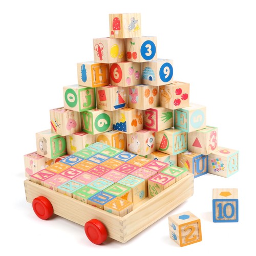 Holz abc block cart - abc,