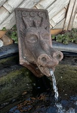 Wasserspeier Drachenkopf  Drache Kopf aus Kunst Sandstein im Antik Look E 23