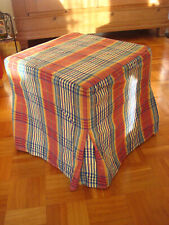 Husse Bezug für Sitzwürfel + 3 Kissenbezüge rostrot beige grün kariert  Landhaus