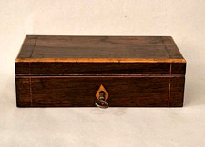 Antike Schatulle Holzschatulle Schachtel Truhe Holz  inkl. Schlüssel um 1900