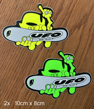 2 Sticker Aufkleber UFO Plast Motocross Enduro MTB BMX Snowboard Alien