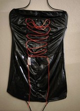 Damen Bandeaukleid Wetlook GoGo Mini Metallic Swinger Club sexy 34 36 XS S