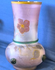  Erwin Eisch ? Vase mit Libellen und Blütendekor violett irisiert