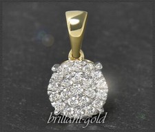 Brillant Anhänger mit 0,35ct Diamanten, Damen Gleiter, 10K Gelbgold, Weißgold