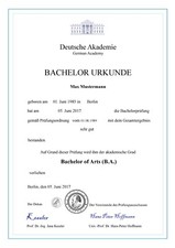 Bachelor, Premium Urkunde