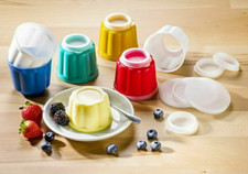 6 PUDDINGFÖRMCHEN GÖTTERSPEISE EISFORMEN MIT JE 2 DECKELN ZUM STÜRZEN