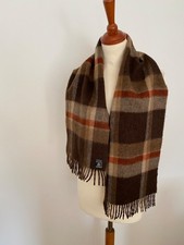 Wollschal aus reiner Schurwolle - ca. 135 x 27 cm – kariert, braun/beige/orange