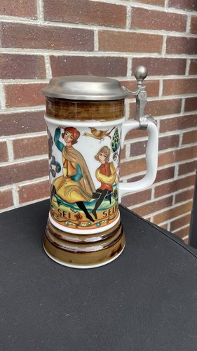 Bierkrug mit zinndeckel - mit,