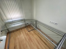Design Eckschreibtisch aus Glas und Metall Büro Schreibtisch