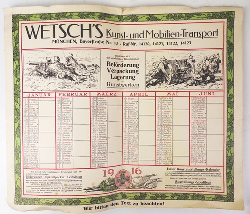 Kalender 1916 wetsch - 1916, spediteur