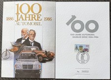 MERCEDES BENZ ERSTAUSGABE BRIEFMARKE 100 JAHRE AUTOMOBIL ERSTTAGSBRIEF DAIMLER