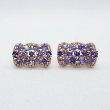 Violett Tansanit CZ Ohrstecker 925 Silber 585 Roségold vergoldet 21 x 12,5 mm
