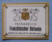 altes kleines Etikett Flaschenetikett Kaufladen Puppenstube Frankreich Rotwein